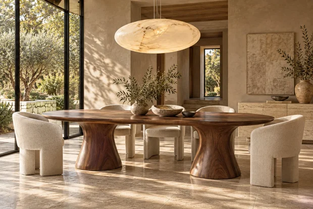 Sculptural walnut dining table inspiration